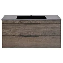 Vincea Тумба подвесная Chiara 100 см, дуб темный с черной раковиной VMC-2C2100RO;VCB-13100B