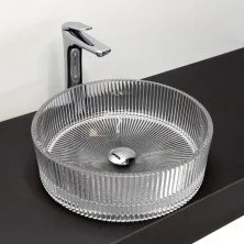 Comforty Раковина накладная CF21001 36х36 см, стеклянная прозрачное стекло