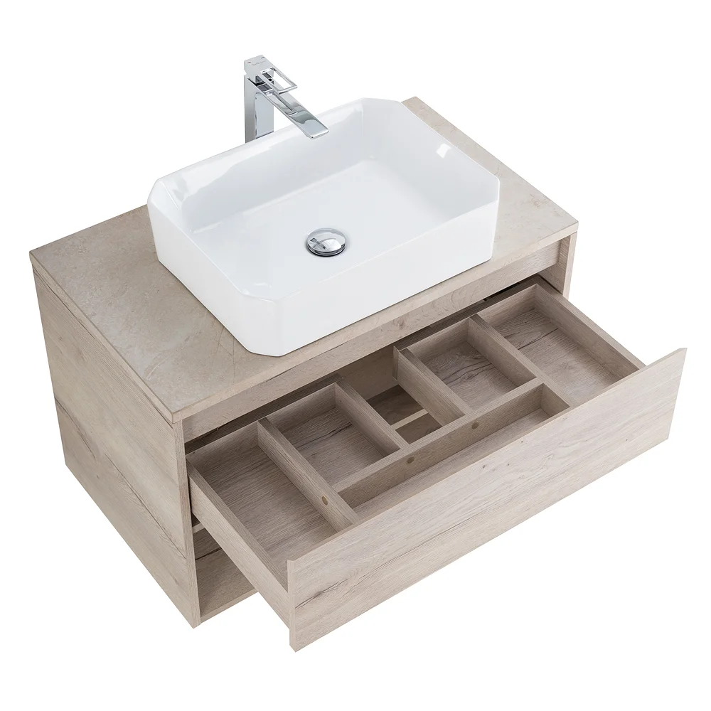 Приобрести belbagno тумба со столешницей kraft 80 см с ящиком и полкой, подвесная rovere galifax bianco