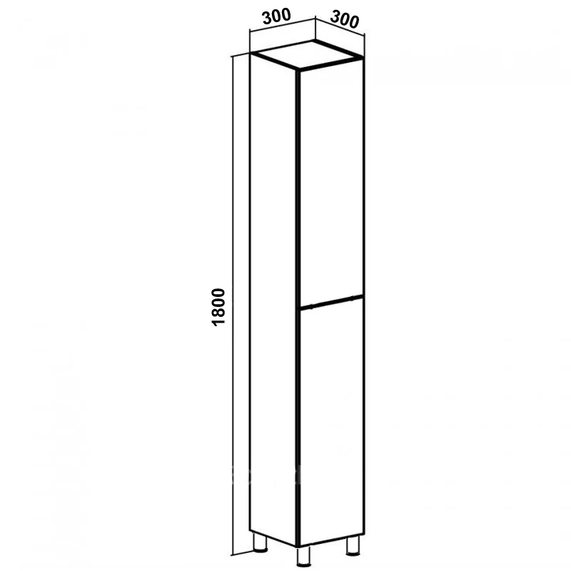 Приобрести loranto пенал напольный стиль stella 30х180 см, правосторонний, дуб дымчатый/белый (cs00076549)