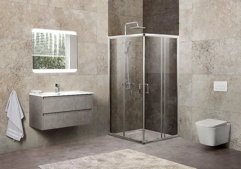 Приобрести ограждение душевое belbagno unique-a-2 750-900х750-900 хром/прозрачное