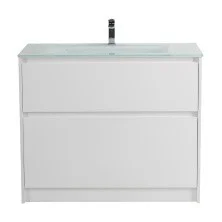 BelBagno Тумба с раковиной KRAFT 100 см, напольная Bianco Opaco, белая глянцевая раковина