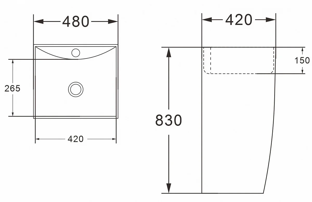 Приобрести azario раковина напольная comella 48х42см, черный матовый az-314mb