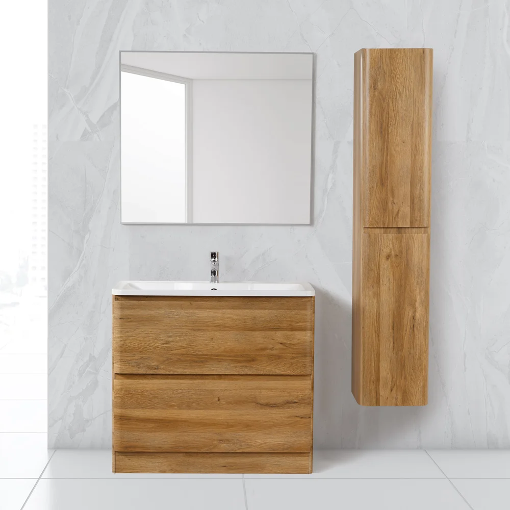 Приобрести belbagno тумба с раковиной albano 80 см, напольная rovere rustico, белая раковина