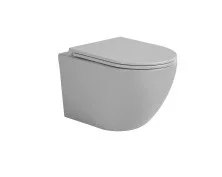 Sintesi Подвесной безободковый унитаз EVI серый матовый с крышкой-сиденьем дюропласт, микролифт
