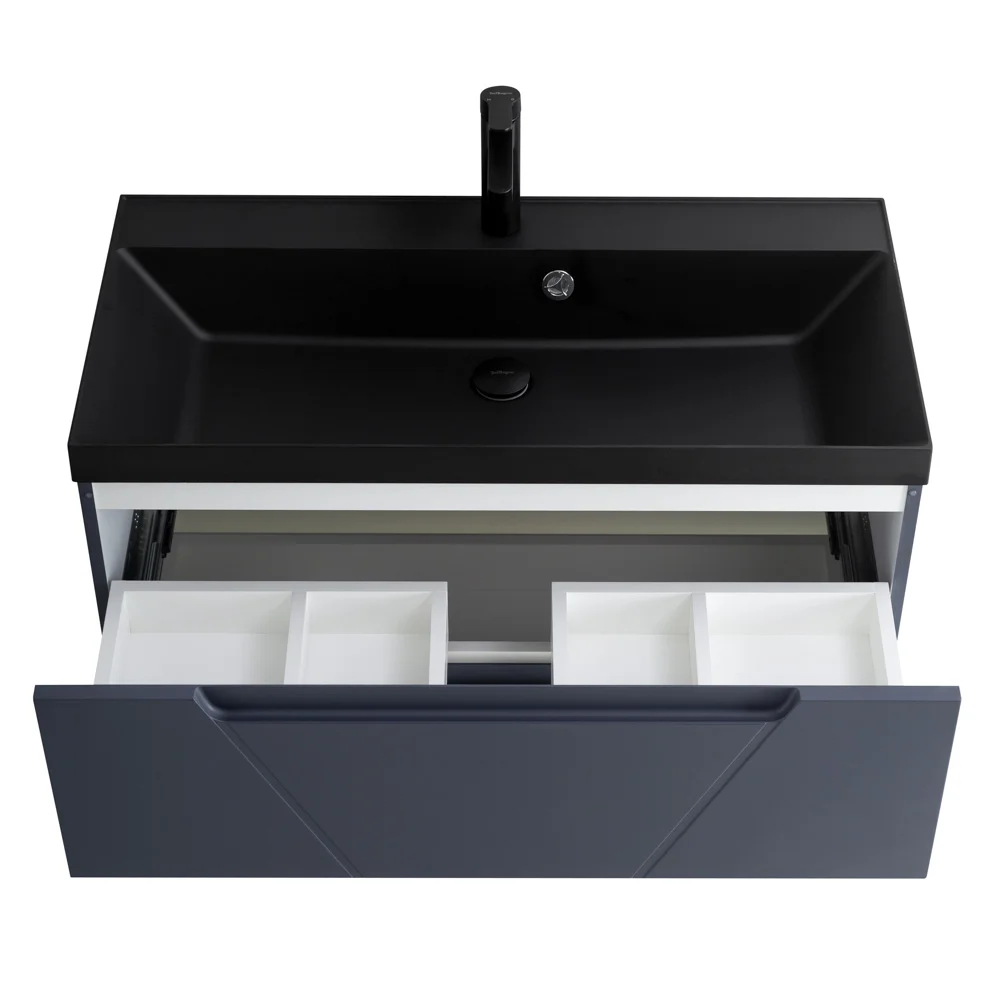 Приобрести belbagno тумба с раковиной vittoria 80 см, подвесная grigio opaco, чёрная раковина