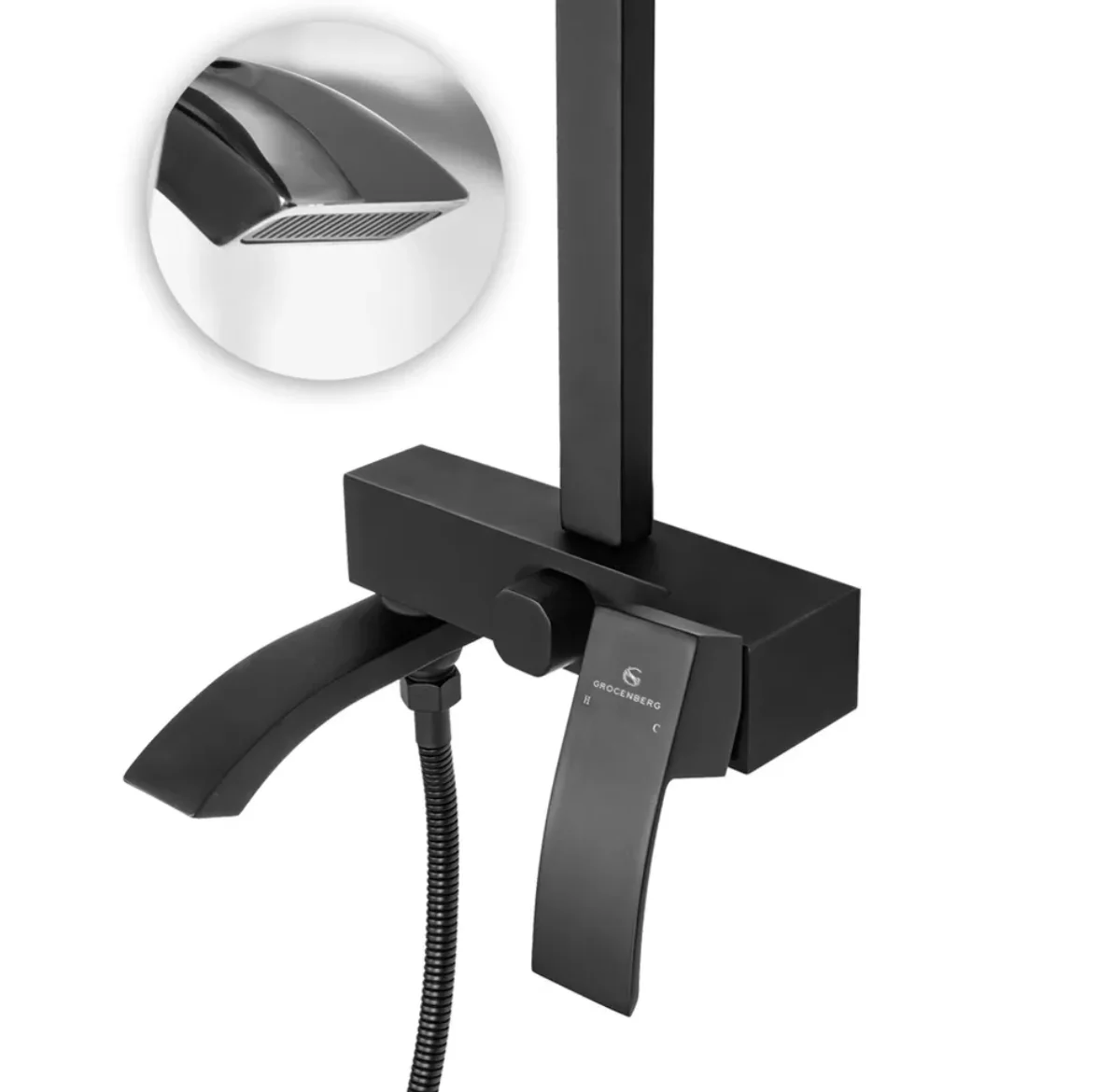 Приобрести grocenberg душевая система, черный матовый gb7007-1bl