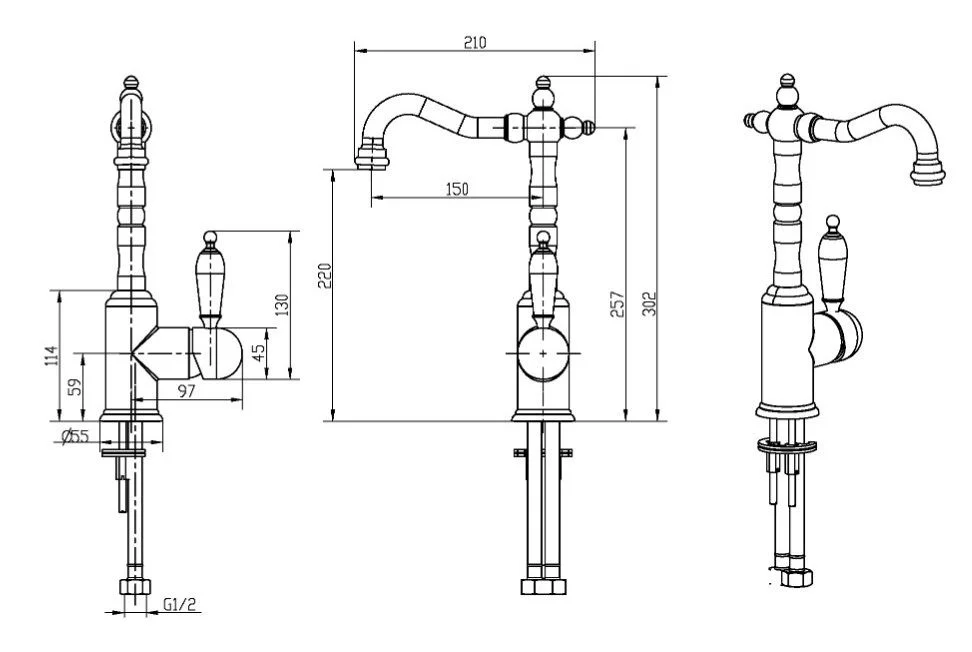 Приобрести boheme смеситель для раковины medici ripresa, высокий, бронза\черный 302-blc