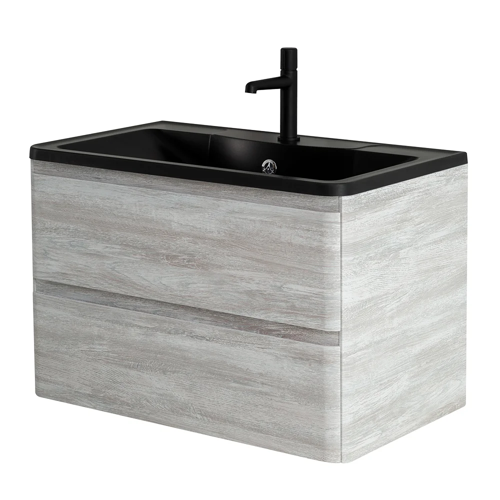 Приобрести belbagno тумба с раковиной albano 80 см, подвесная rovere vintage bianco, чёрная раковина