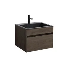 Vincea Тумба подвесная Chiara 60 см, дуб темный с черной раковиной VMC-2C600RO;VCB-13600B