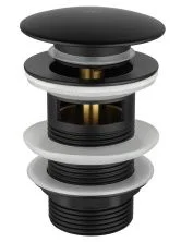 Донный клапан для раковины с переливом 1 1/4 WONZON & WOGHAND, Черный матовый (WW-88SS01-MB)