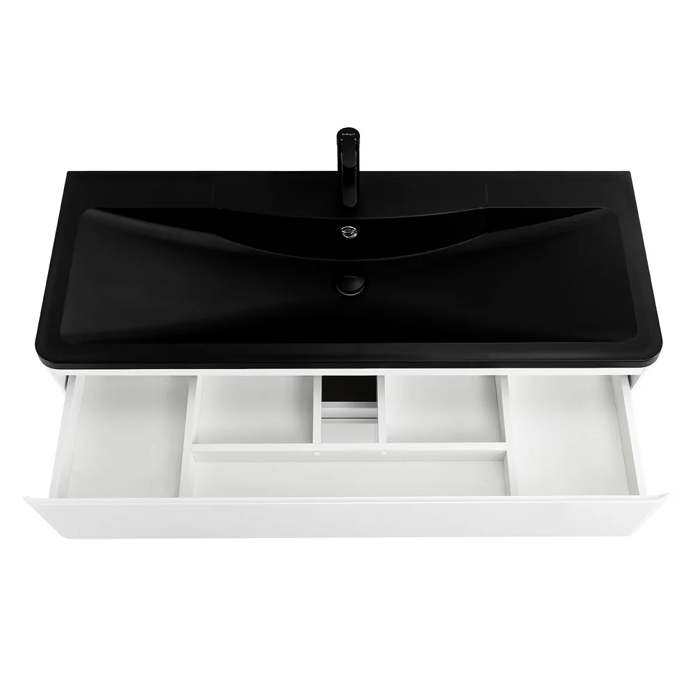 Приобрести belbagno тумба с раковиной albano 120 см, подвесная bianco lucido, чёрная раковина