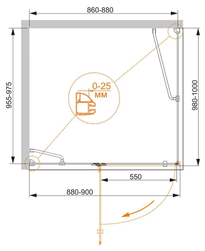 Приобрести cezares душевое ограждение bergamo 90х100 см, хром bergamo-w-ah-1-90/100-c-cr-l