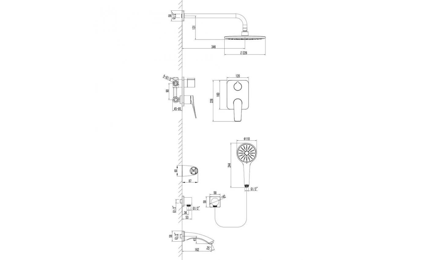Приобрести lemark душевая система bronx, скрытый монтаж, графит lm3722gm