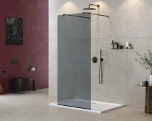 Cezares Душевая перегородка LIBERTA 90 см, серый\хром LIBERTA-L-2-90-GR-NERO