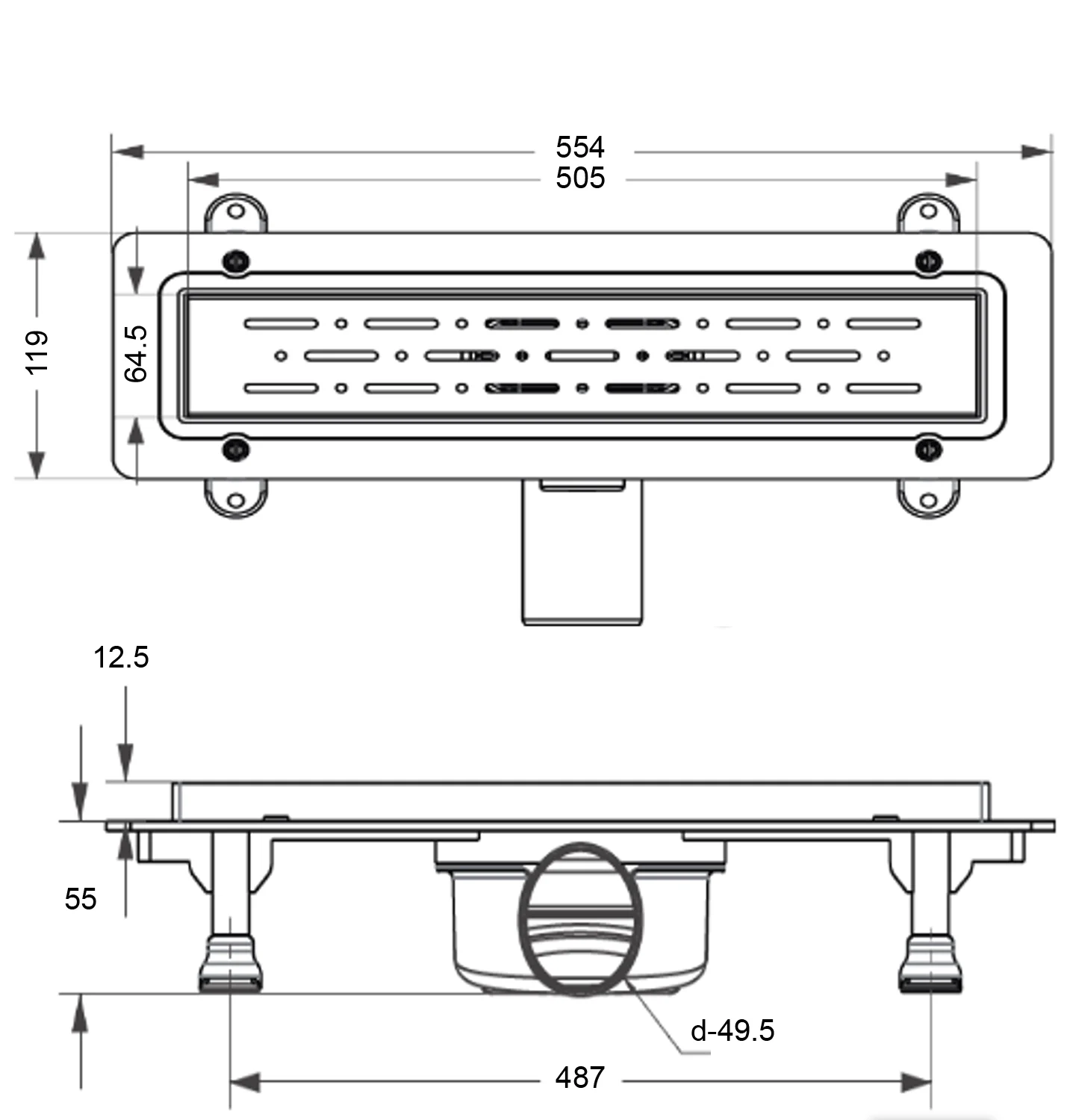 Приобрести loranto душевой трап prime line 50 см боковой сток d-50, 360*, решетка из нержавеющей стали, гидрозатвор сухой (4023.0y050k.050.1)