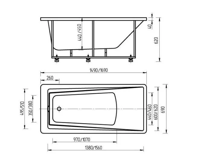 Приобрести акриловая ванна aquatek либра 150x70 см