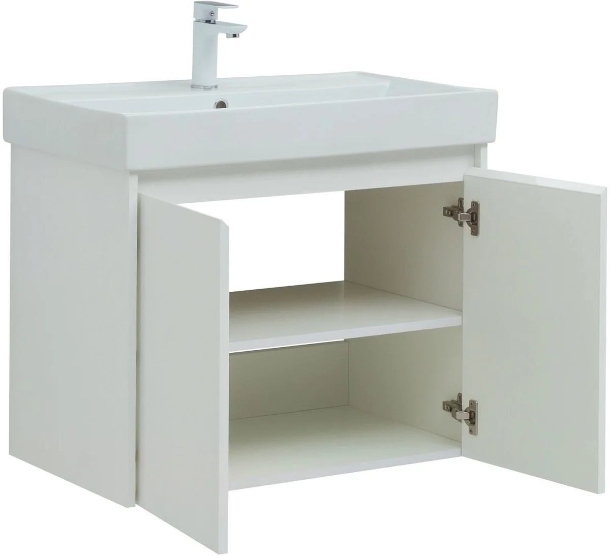 Приобрести aquanet тумба с раковиной nova lite 75 см, белая глянец (2 дверцы)