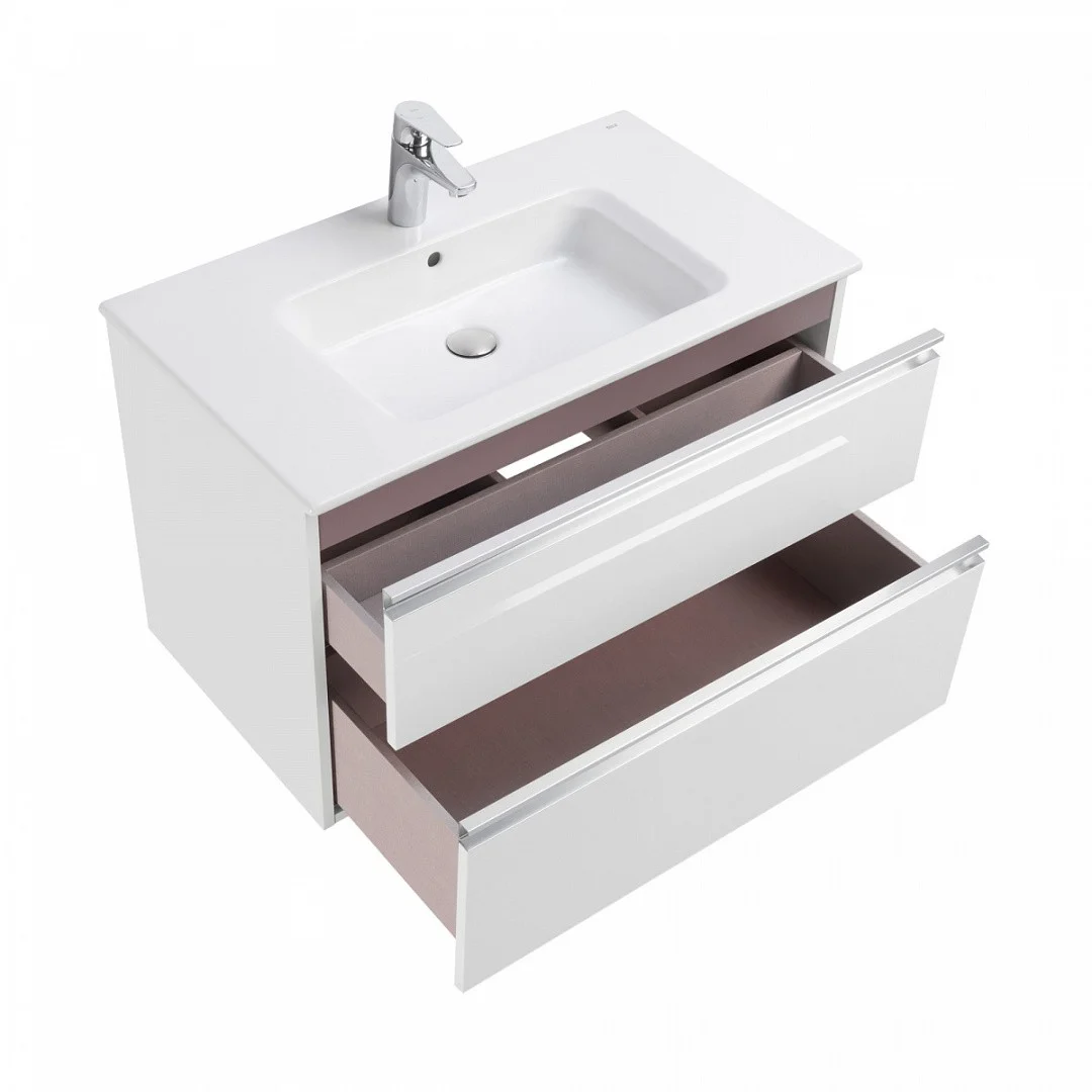 Приобрести тумба подвесная roca the gap с раковиной 80 см, белый глянец