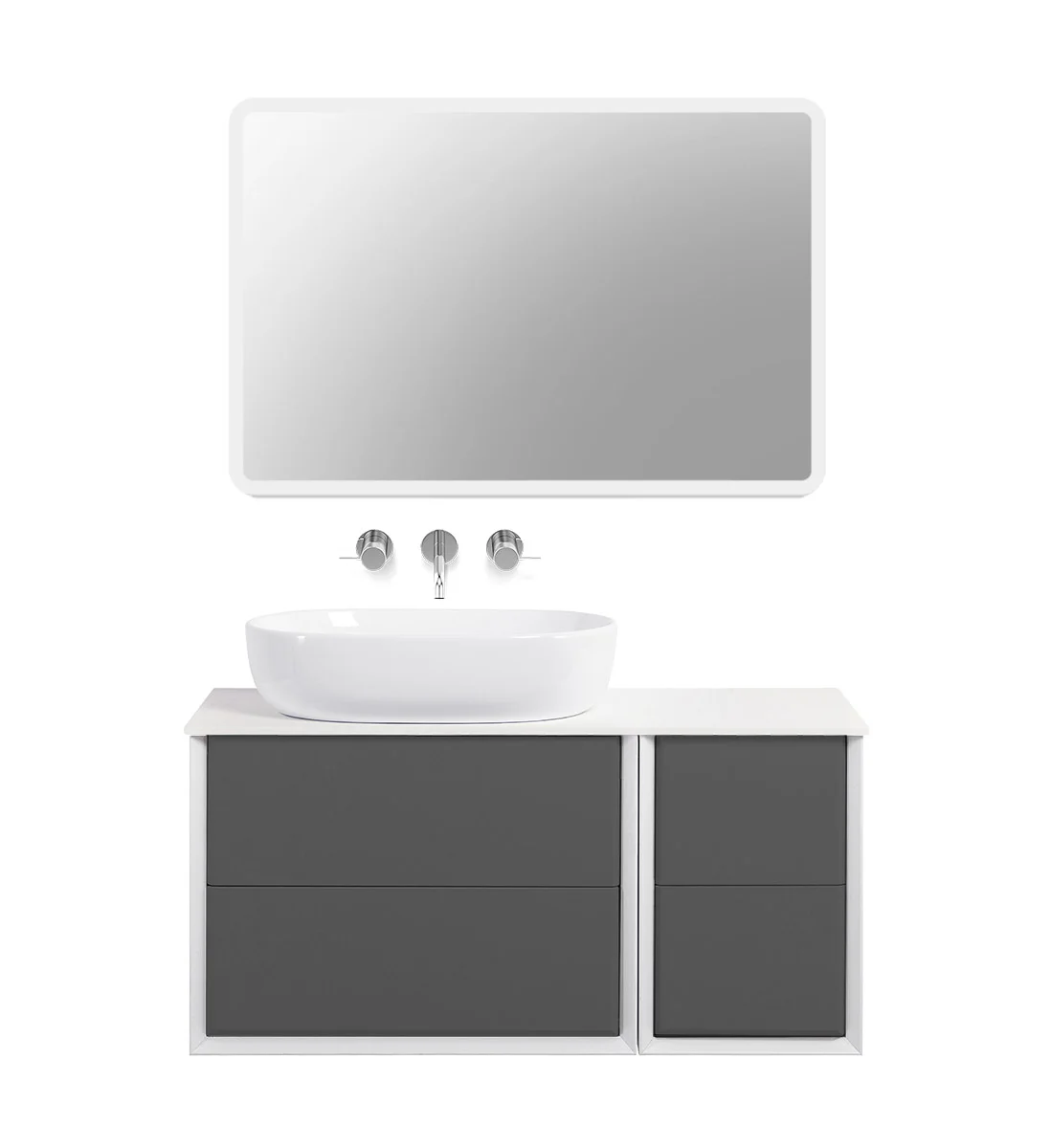 Приобрести cezares тумба со столешницей подвесная bellagio 106 см grigio nuvola, серая 55301