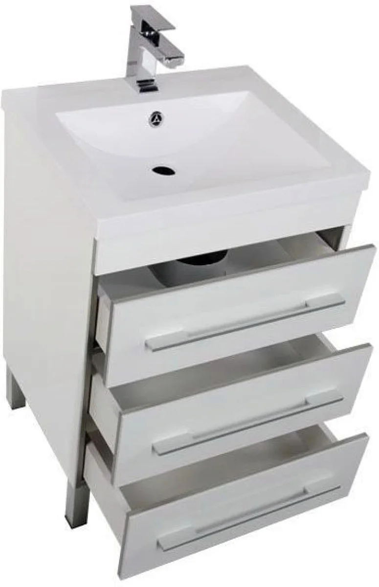 Приобрести aquanet тумба с раковиной верона 58 см, белая (напольная 3 ящика)