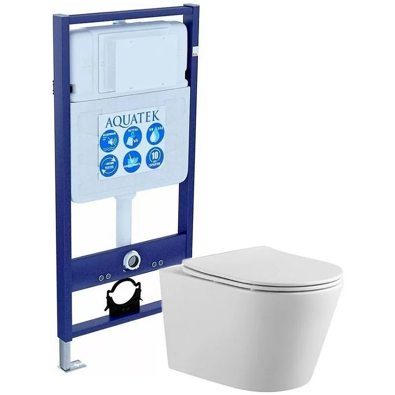 Приобрести комплект унитаз с инсталляцией set aquatek вега