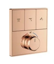 Термостатическая панель смесителя встраиваемая на 3 потребителя WONZON & WOGHAND, Розовое золото (WW-INF363A-RG)