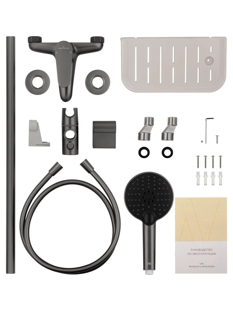 Приобрести смеситель для ванны с душевым гарнитуром wonzon & woghand alfa, темный графит (ww-ae3201-bgg)