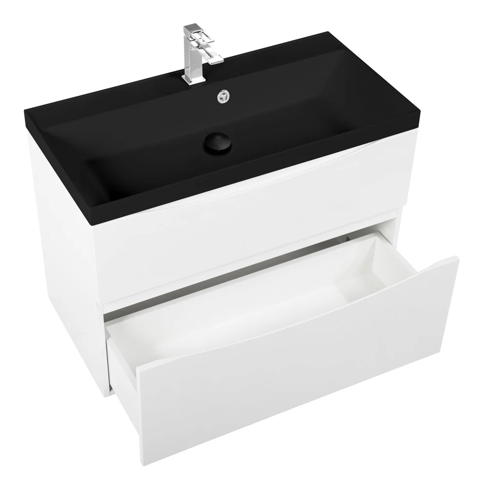 Приобрести belbagno тумба с раковиной marino-h60 90 см, подвесная bianco lucido, черная раковина