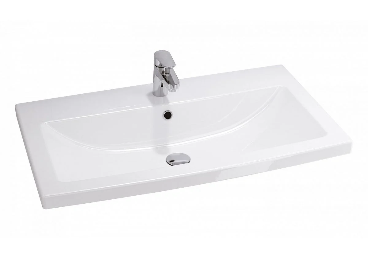 Приобрести тумба cersanit lara 80 см. подвесная с раковиной, 2 ящика, белый.