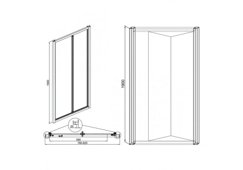 Приобрести дверь душевая sole vega 80 см хром/прозрачное