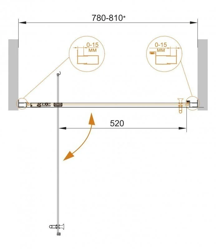 Приобрести cezares дверь душевая eco 80x190см eco-o-ba-1-80-c-cr