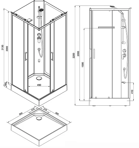 Приобрести aquanet душевая кабина passion s 2.0 90x90 см, прозрачное стекло