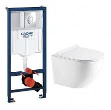 Инсталляция Grohe Rapid SL 3 в 1 с подвесным унитазом Azario Gloria c сиденьем микролифт 38721001+AZ-2003
