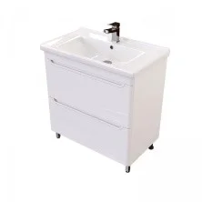 Mirsant Тумба напольная Сити 80 см с раковиной Миранда-80, белая УТ000080938