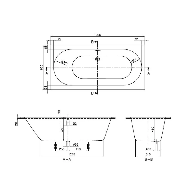 Приобрести ванна villeroy&boch oberon 190х90 см, квариловая ubq199obe2v-01