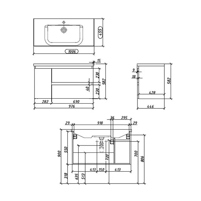 Приобрести caprigo тумба с раковиной подвесная forte 100 см, левосторонняя, темно бежевая 36115l-sf025