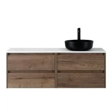 BelBagno Тумба со столешницей KRAFT 120 см, подвесная Rovere Tabacco, раковина справа