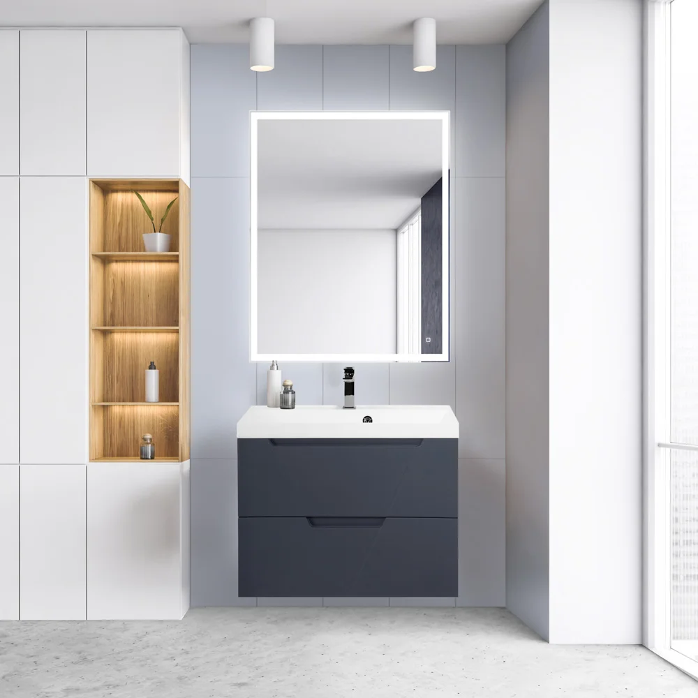 Приобрести belbagno тумба с раковиной vittoria 80 см, подвесная grigio opaco, белая раковина