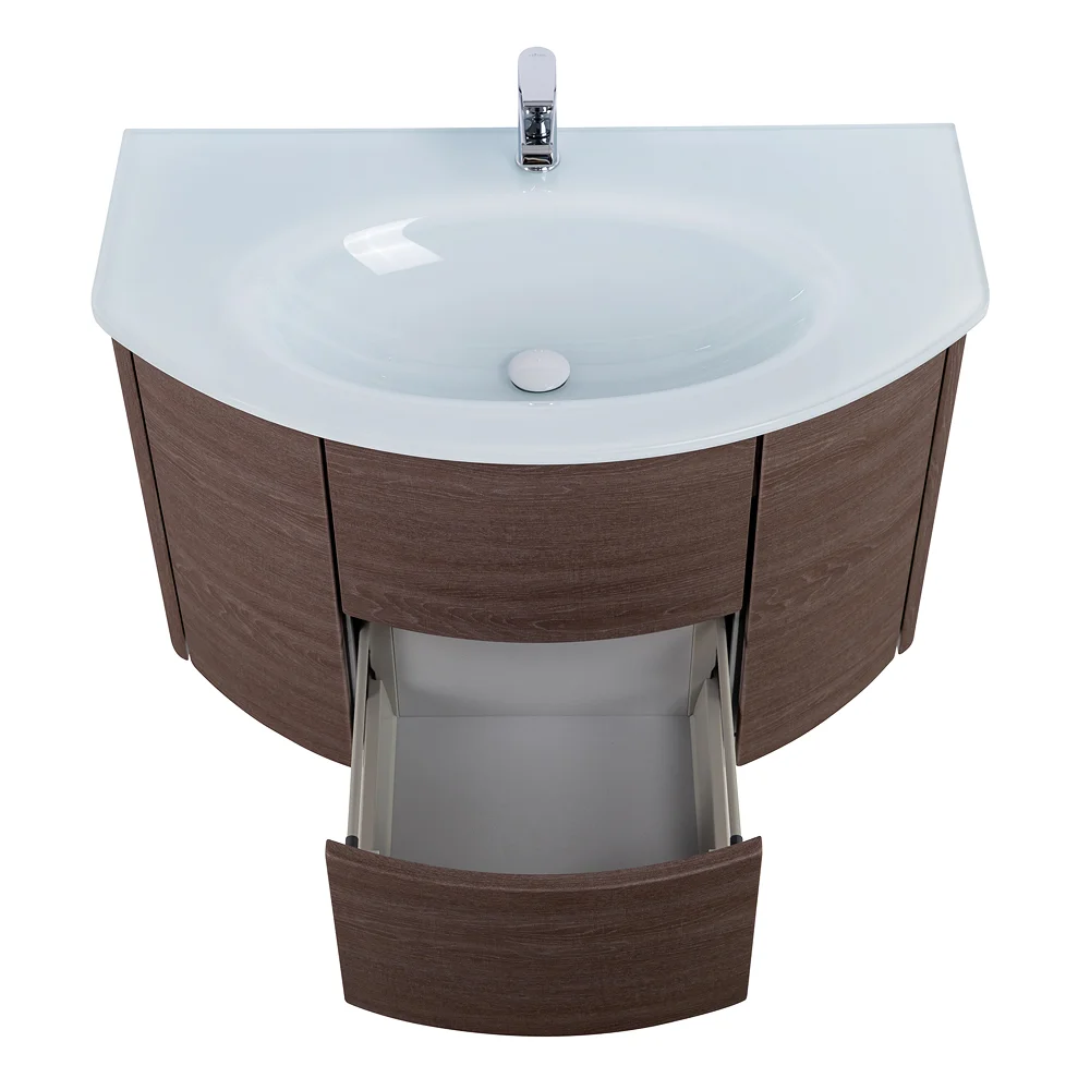 Приобрести cezares тумба подвесная с раковиной eden 91 см rovere scuro soft, стекло, коричневая 55070