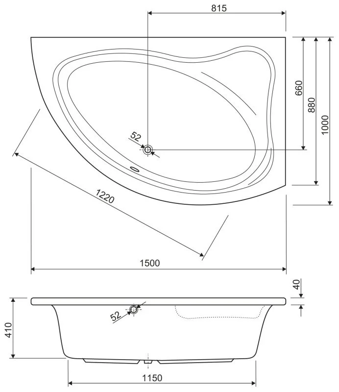 Приобрести cezares акриловая ванна tebe 150x100см, правостороняя tebe-150-100-41-r