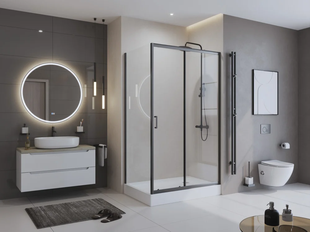 Приобрести belbagno душевое ограждение 120х80 см uno-195-ah-1-120/80-c-nero