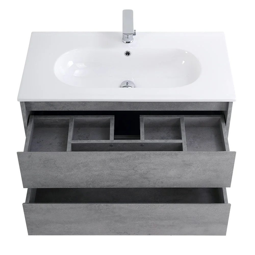 Приобрести belbagno тумба с раковиной kraft 90 см, подвесная cemento grigio, белая раковина