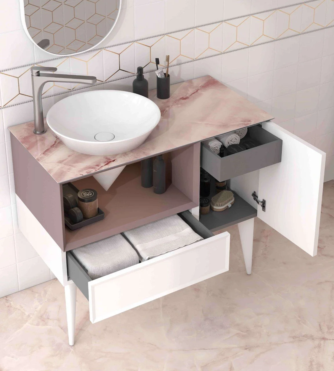 Приобрести тумба напольная с раковиной kerama marazzi cono 97 см, белая, мальва