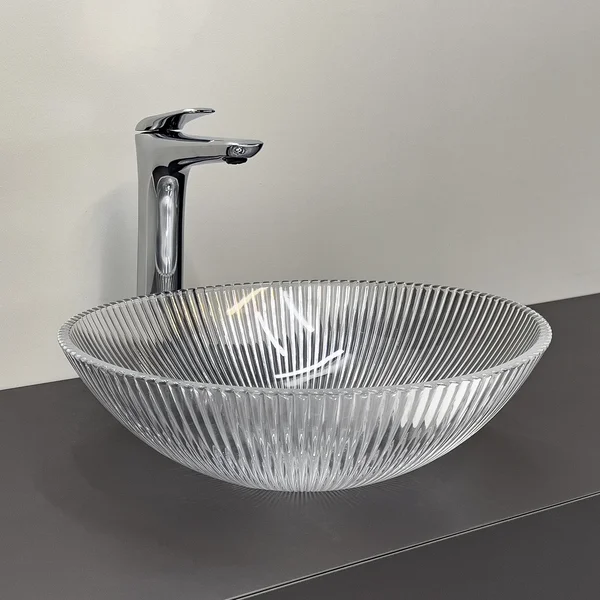 Приобрести comforty раковина накладная cf29001 40х40 см, стеклянная, прозрачное стекло