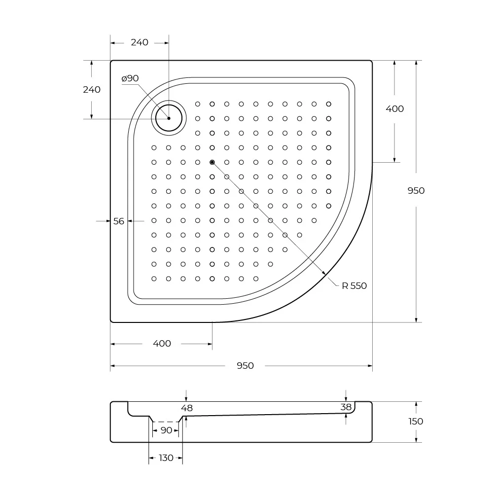 Приобрести belbagno акриловый поддон 95х95 см tray-bb-r-95-550-15-w