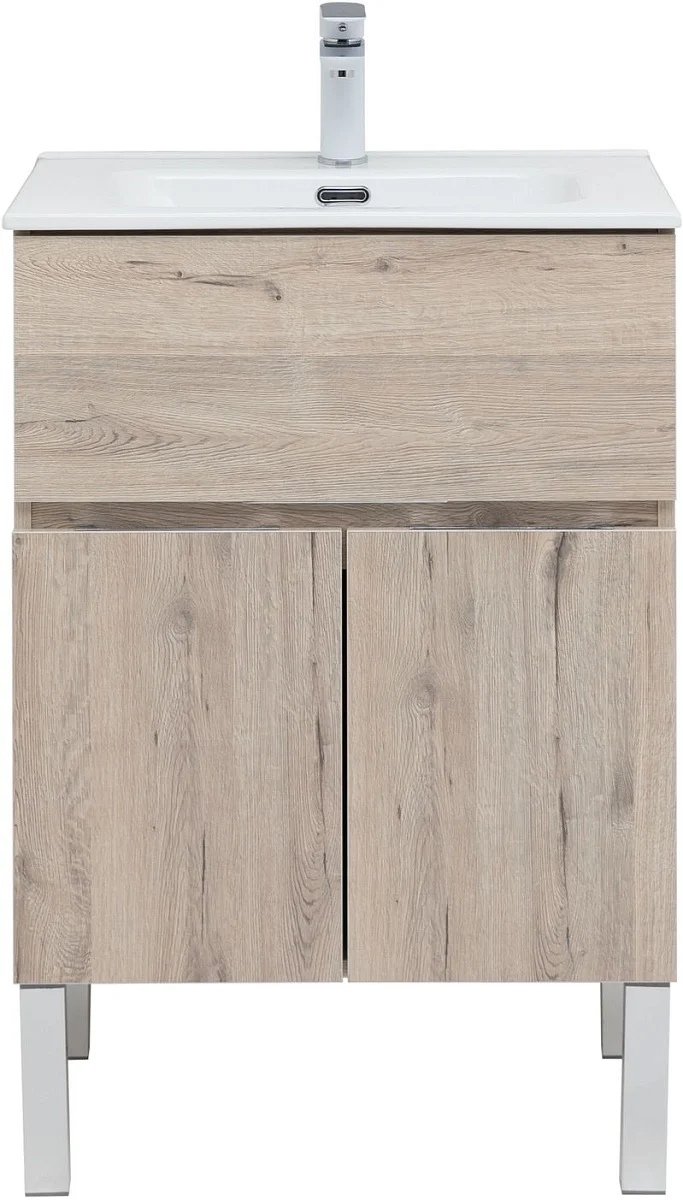 Приобрести aquanet тумба с раковиной алвита new 60 см, 1 ящик, 2 дверцы, дуб веллингтон белая