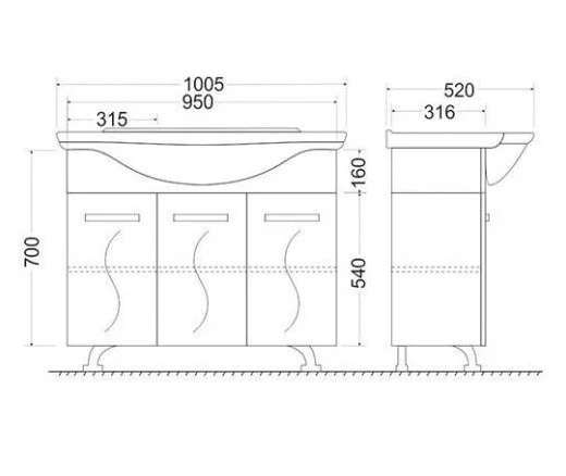 Приобрести mirsant тумба напольная сандра 100\3 100 см с раковиной эльбрус 100, белая ут000046028