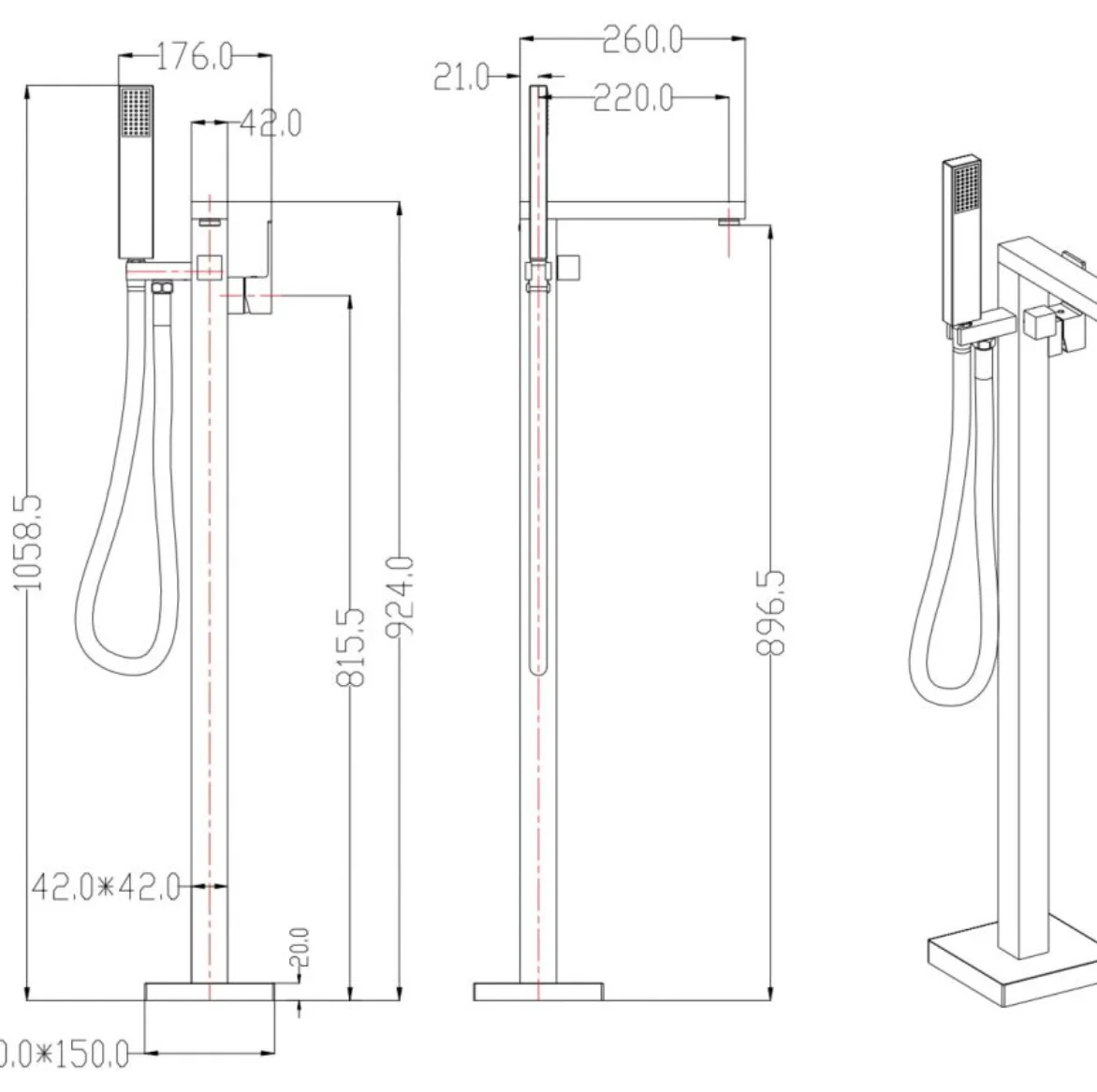 Приобрести grocenberg напольный смеситель для ванны, черный матовый gb800bl