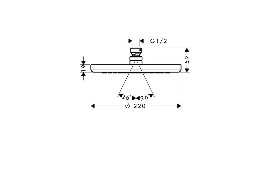 Приобрести 26464000 верхний душ croma 220 air 1jet, ½’